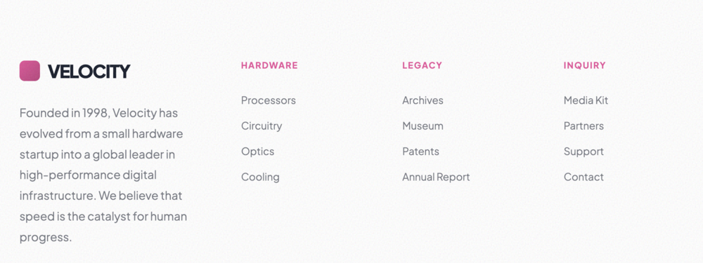 Brand Story & Links Footer