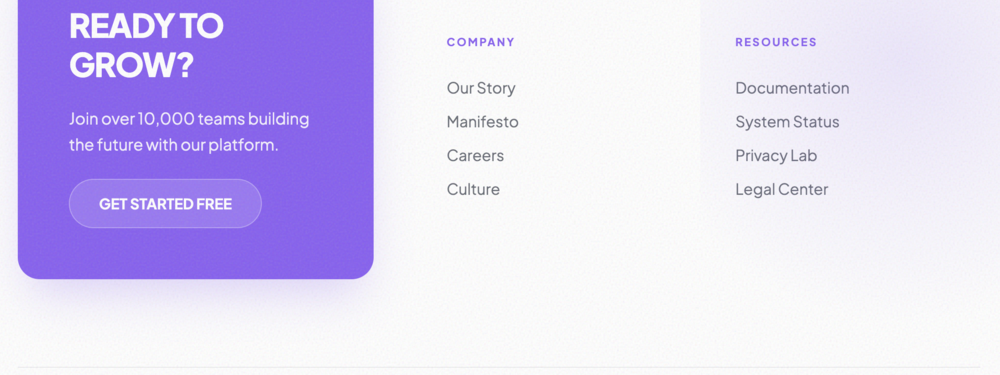 Creative Asymmetrical Footer