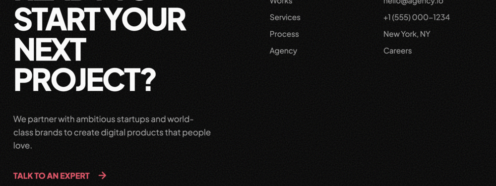 Impactful Split Layout Footer