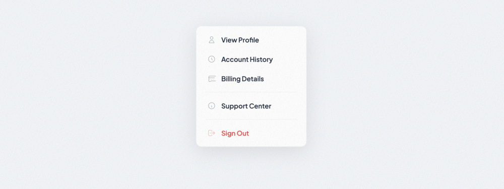 Dropdown Menu List