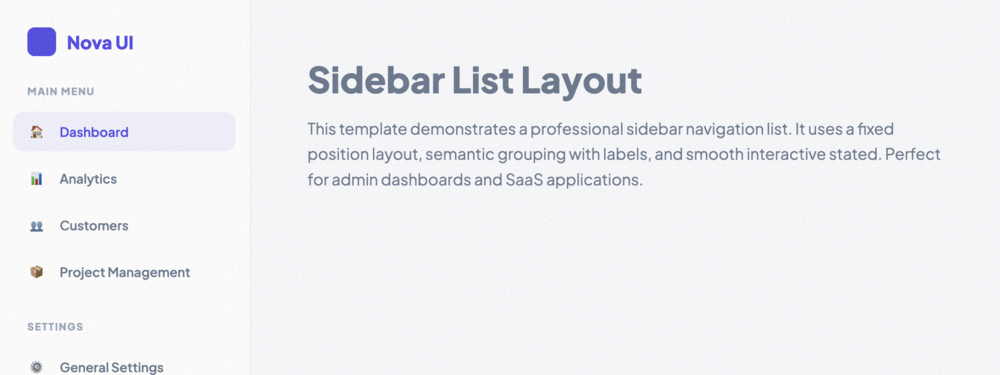 Sidebar List Layout