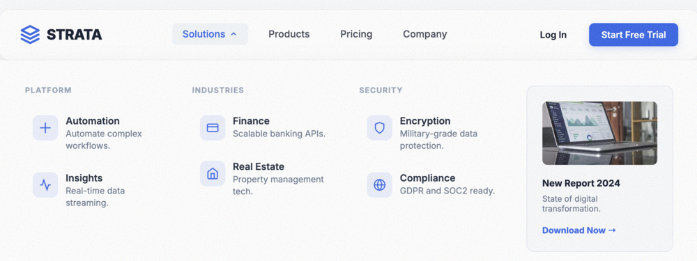 Enterprise Mega Menu