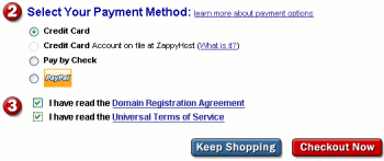 Screenshot of Payment method screen